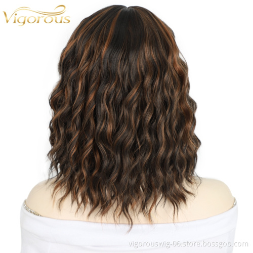 Vigorous Heat Resistant Futura Silk Short Bob For Black Women Wholesale High Temperature Synthetic Wigs Lace Front